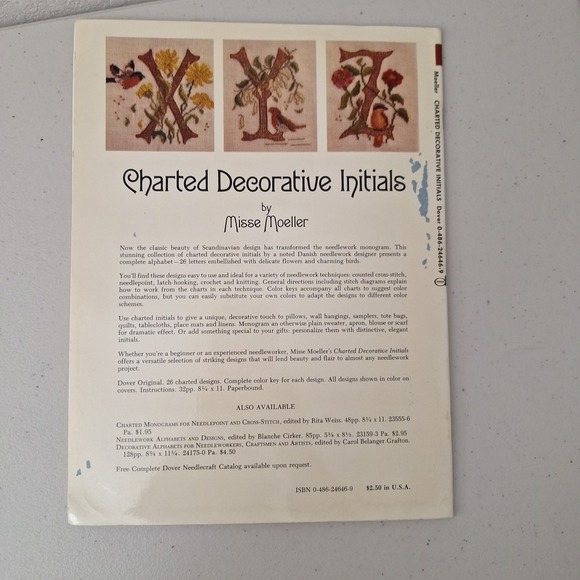Vintage Dover Needlework Series 4 Design Books Danish Floral Initials Alpha Cats - Picture 9 of 11
